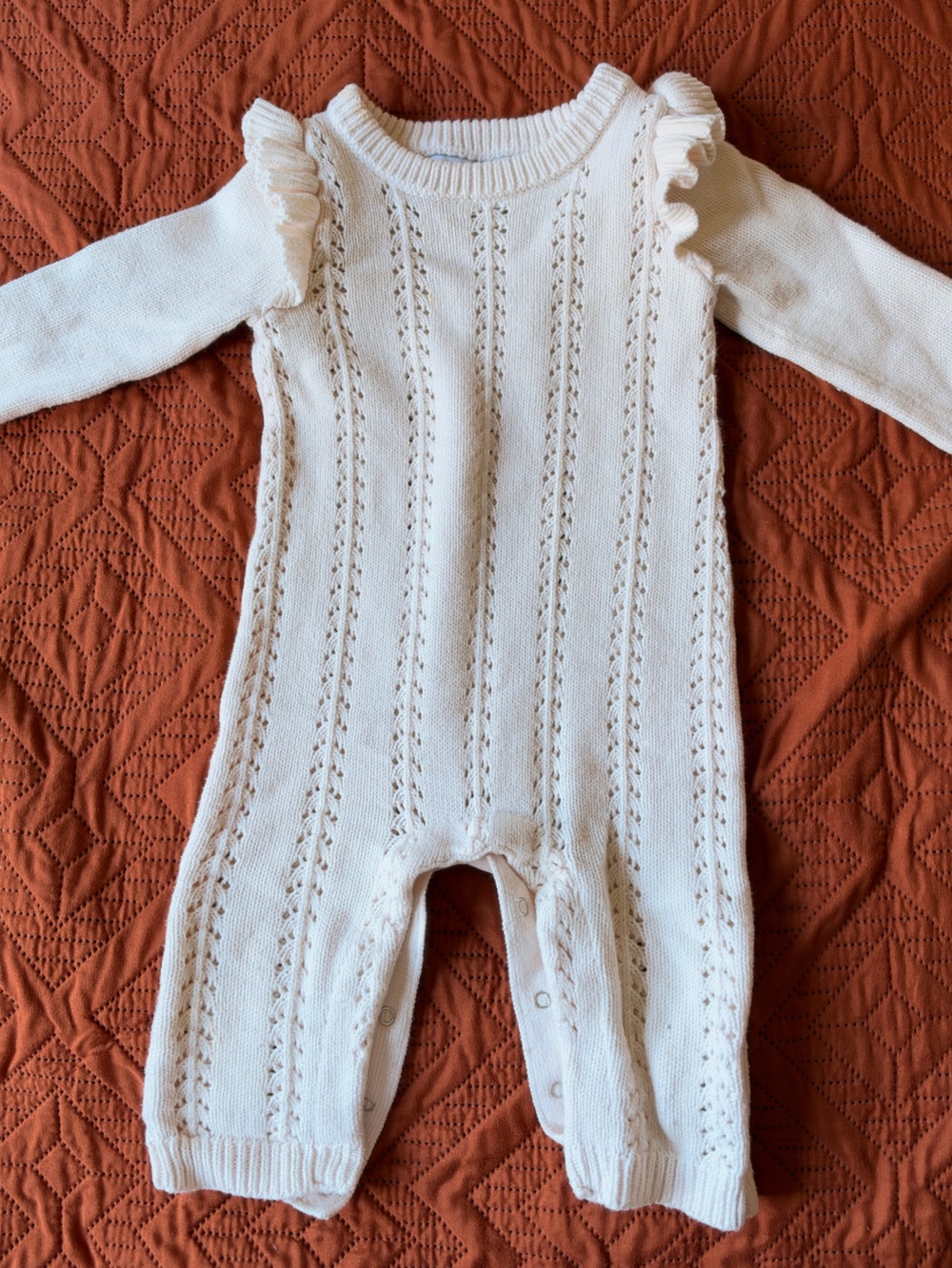 Old Navy Cream Knit Baby Footie One-Piece
